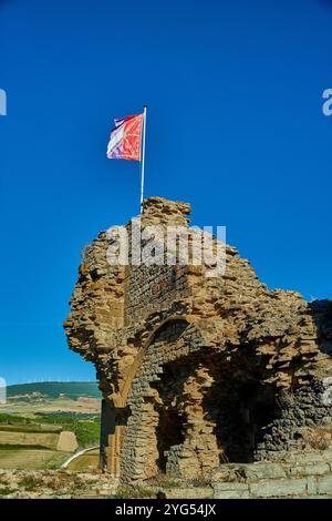 Castillo de Tiebas, Jakobsweg, in der Nähe von Pamplona, Spanien Stockfoto