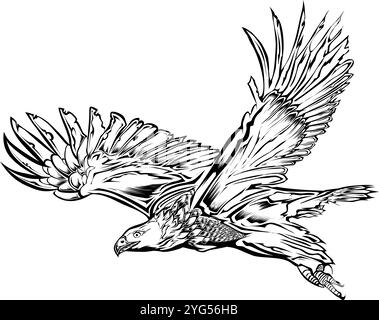 Eagle-Silhouette, die fliegt. Perfekt für Aufkleber, Ikonen, Logos und Elemente oder Werbedekorationen Stock Vektor