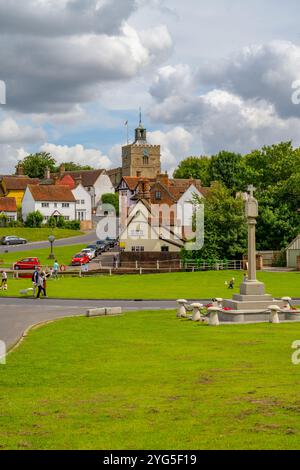 Das Dorfgrün und der Teich bei Finchingfield Essex Stockfoto