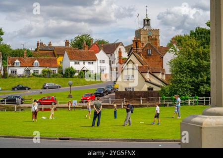 Das Dorfgrün und der Teich bei Finchingfield Essex Stockfoto