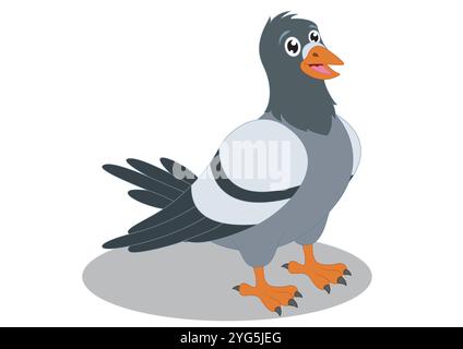 Pigeon Cartoon Vektor flaches Design isoliert auf weißem Hintergrund Stock Vektor