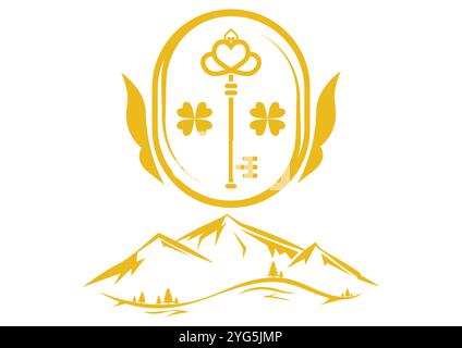 Concierge Mountain Logo Vektor flaches Design isoliert auf weißem Hintergrund Stock Vektor