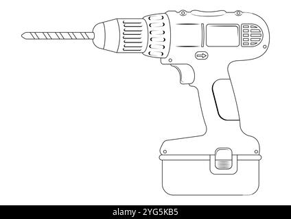 Schwarzes und weißes Bohrer-Vektor-flaches Design isoliert auf weißem Hintergrund Stock Vektor