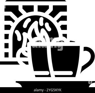 Heiße Schokolade Kamin Winter Glyphe Icon Vektor Illustration Stock Vektor