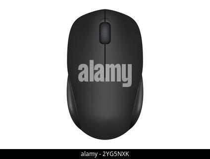 Realistisches, flaches Design mit drahtloser Maus, isoliert auf weißem Hintergrund Stock Vektor
