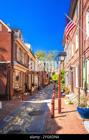 Elfreth's Alley in Philadelphia View, Bundesstaat Pennsylvania, USA Stockfoto