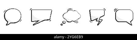 Symbol für Sprechblasen im Retro-Stil in Pixel Art Symbole Für Gepixelte Dialogblasen. Altes Nostalgisches Design. Abbildung Des Isolierten Vektors Stock Vektor