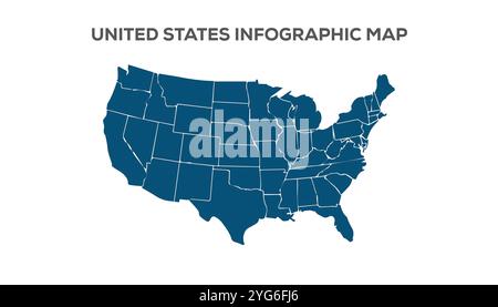 United States Infographic Map, sehr hochauflösende United States Map, isoliert auf weißem Hintergrund. Infografik, Flat Earth, Globe ähnliche Weltkarte Stock Vektor