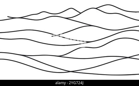 Durchgehende einzeilige Kunst handgezeichnet Pro-Vektor minimalistische Berg Illustration. Stock Vektor