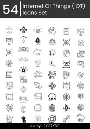 Internet of Things Icons (IoT) Paket . Symbole für die Smart Technology der dünnen Linie für die Sammlung legen den Vektor fest Stock Vektor