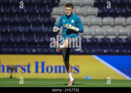 Preston, Großbritannien. November 2024. Freddie Woodman von Preston North End im Vorspiel während des Sky Bet Championship Match Preston North End vs Sunderland in Deepdale, Preston, Großbritannien, 6. November 2024 (Foto: Alfie Cosgrove/News Images) in Preston, Großbritannien am 11.06.2024. (Foto: Alfie Cosgrove/News Images/SIPA USA) Credit: SIPA USA/Alamy Live News Stockfoto