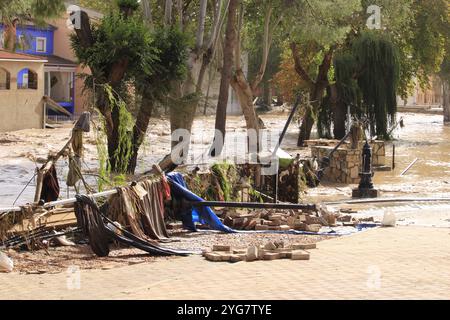 Zerstörung nach der Durchfahrt des DANA durch die Überschwemmungen in Mira, Cuenca, Spanien 30-10-2024 Stockfoto