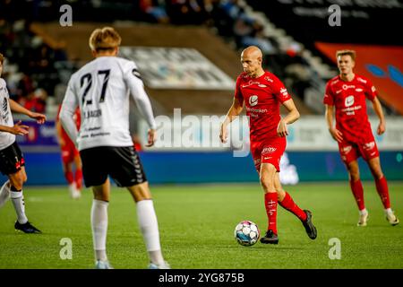 Skien, Norwegen, 3. November 2024. Brann's Ruben Kristiansen beim Ballin the Eliteserien Spiel zwischen Odd und Brann in der Skagerak Arena. Gutschrift: Fro Stockfoto