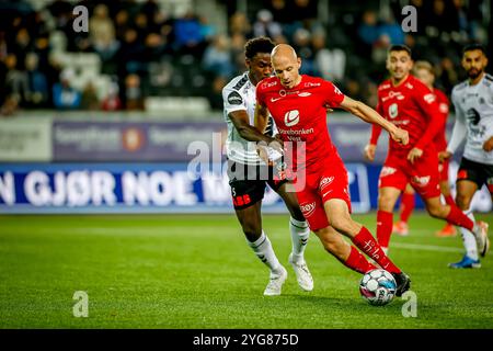 Skien, Norwegen, 3. November 2024. Brann's Ruben Kristiansen beim Ballin the Eliteserien Spiel zwischen Odd und Brann in der Skagerak Arena. Gutschrift: Fro Stockfoto