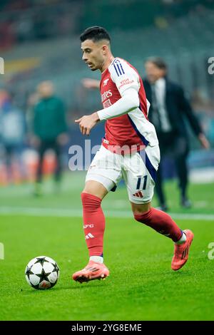 Italien, Italien. November 2024. Mailand Italien, 6. November 2024: Gabriel Martinelli (11 Arsenal) kontrolliert den Ball während des UEFA Champions League-Spiels zwischen dem FC Internazionale und dem Arsenal FC in San Siro in Mailand. (Daniela Porcelli/SPP) Credit: SPP Sport Press Photo. /Alamy Live News Stockfoto