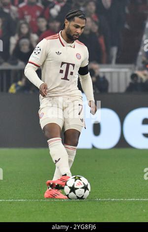München, Deutschland. November 2024. MÜNCHEN, DEUTSCHLAND - 6. NOVEMBER: Serge Gnabry von Bayern München während des MD4-Spiels der UEFA Champions League 2024/25 zwischen dem FC Bayern München und SL Benfica in der Football Arena München am 6. November 2024 in München.241106 SEPA 24 052 - 20241106 PD11681 Credit: APA-PictureDesk/Alamy Live News Stockfoto