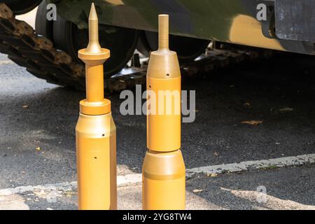 Arten von Tarnpanzer-Munition für Kampffahrzeuge Stockfoto