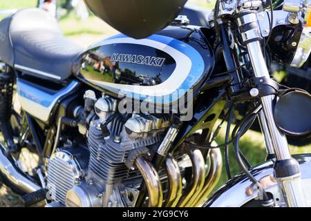 Iserlohn Gruermannscheide, NRW, Deutschland. Juli 2024. Kawasaki Motorrad Nahaufnahme Stockfoto
