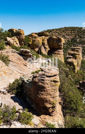 Ungewöhnliche Felsformationen; Massai Point; Chiricahua National Monument; Arizona; USA Stockfoto