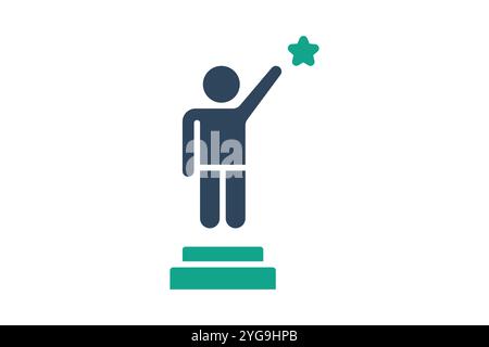 Ehrgeiz-Symbol. Symbolstil durchgehend. Person mit Podium und Stern. Symbol für Motivation. Vektorillustration für Erfolgselemente Stock Vektor