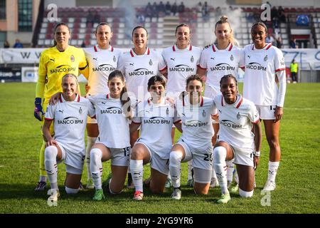 Cuneo, Italie. November 2024. Team des AC Mailand während des Italienischen Frauenpokals, Achtelfinale zwischen Freedom FC und AC Milan am 6. November 2024 im Stadio Fratelli Paschiero in Cuneo, Italien - Foto Matthieu Mirville (A Gandolfo)/DPPI Credit: DPPI Media/Alamy Live News Stockfoto