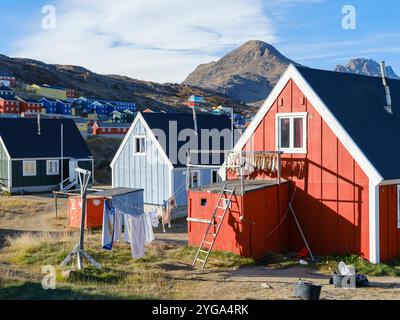 Stadt Tasiilaq (früher Ammassalik genannt), Königreich Dänemark. (Nur Für Redaktionelle Zwecke) Stockfoto