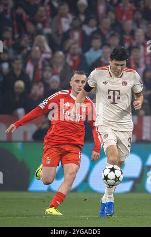 München, Deutschland. November 2024. München, 06. November 2024: Minjae Kim (3 München) während des UEFA Champions League-Fußballspiels zwischen dem FC Bayern München und Benfica Lissabon in der Allianz Arena in München. Philipp Kresnik (Philipp Kresnik/SPP) Credit: SPP Sport Press Photo. /Alamy Live News Stockfoto
