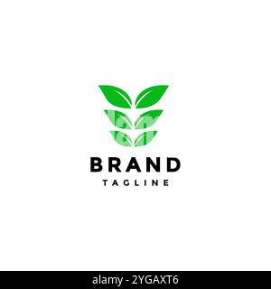 Simple Six Pack Blattdesign. Muskelsymbole ähneln dem Logo-Design „Six Packs of Leaves on the Magen“. Stock Vektor