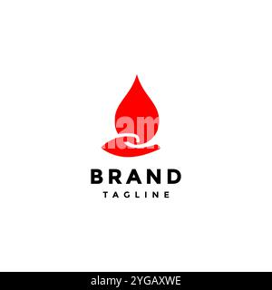 Einfaches Logo Für Blutspende. Handsymbol Mit Logo Für Bluttropfen. Stock Vektor