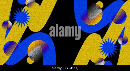 Abstraktes und minimalistisches Bannerdesign für Branding, Werbung oder Werbeaktionen. Kreativer Hintergrund in Blau und Gelb mit Textureffekt Stock Vektor