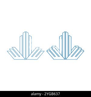 Geometrisches modernes Gebäude Stadt Stadt für Immobilien Business Office Trading Symbol Design Stock Vektor