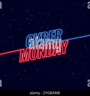 Neon style Cyber Monday text Design Hintergrund Stock Vektor