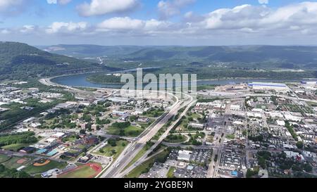 Downtown Chattanooga mit Blick auf die Weite des Tennessee Valley Stockfoto