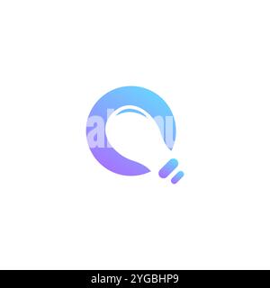 Design der Lampe mit Buchstabe Q. Ideensymbol Stock Vektor