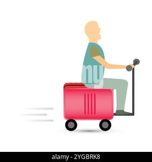 Mann, der einen intelligenten elektrischen Koffer fährt Stock Vektor