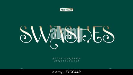 Alphabet, verzierte Blüten, ornamentale Schriftart für dekoratives Logo, schicke Überschrift, geschmiedetes Monogramm. Elegante, raffinierte Typografie Stock Vektor