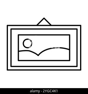 Bild-Symbol für „Home Wall“, das ein gerahmtes Foto oder Bildmaterial darstellt, das an einer Wand hängt. Minimalistisches und klares Design, ideal für Apps, Websites oder Innenräume Stock Vektor