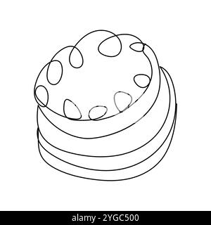 Ununterbrochene einzeilige Zeichnung nationaler Cookie-Tag . Dessertkonzept. Grafische Vektorgrafik-Illustration für eine einzelne Linie. Stock Vektor