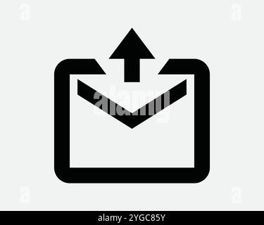 E-Mail-Ausgang E-Mail Senden gesendet Pfeil Punkt Brief Post Briefumschlag Anhang Korrespondenz SVG Zeichen Symbol Form Umriss Schwarz weiß Vektor Stock Vektor