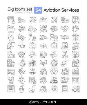 Lineare Symbole für Luftverkehrsdienste Stock Vektor