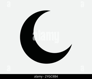 Mondsichel Nachthimmel Islam Religion Muslime Mondkurve Planet Astronomie Natur Licht Schatten Silhouette Himmelsschild Icon Form Umriss Schwarz Weiß Stock Vektor