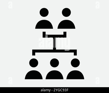 Familienbaum Netzwerk Genealogie Teamwork Team Organisation Struktur Führungskraft Flussdiagramm Verbindung Schwarz Weiß Vektorsymbol Form Umriss Stock Vektor