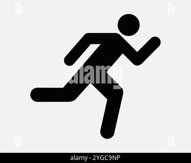 Sprint Lauf Dash Athlet Track und Field Runner Sprinter Sport Marathon Joggen Joggen Übung Fitness Gesundheit Zeichen Symbol Form Umriss Schwarz weiß Vektor Stock Vektor