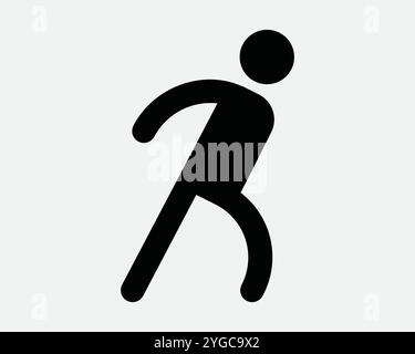 Man Sprint Sprint Lauf Lauf Jog Joggen Sportsportler Dash Fast Sportsman Sprinter Rush Rushing Zeichen Symbol SVG Form Umriss Schwarz weiß Vektor Stock Vektor