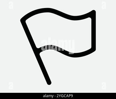 Waving Flag Banner Leere Vorlage Pole Stick Wave Emblem Position Position Conqure Mark Pennant Event Map Marker Zeichen Symbol Form Umriss Vektor Stock Vektor