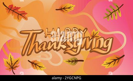 Banner für Thanksgiving-Sonderangebote mit fließendem orangefarbenen Hintergrund. Vektorillustration für Vorlage für Webseitengröße Stock Vektor