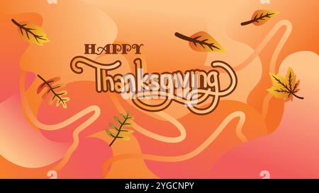 Banner für Thanksgiving-Sonderangebote mit fließendem orangefarbenen Hintergrund. Vektorillustration für Vorlage für Webseitengröße Stock Vektor