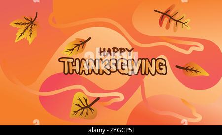 Banner für Thanksgiving-Sonderangebote mit fließendem orangefarbenen Hintergrund. Vektorillustration für Vorlage für Webseitengröße Stock Vektor