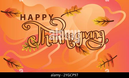 Banner für Thanksgiving-Sonderangebote mit fließendem orangefarbenen Hintergrund. Vektorillustration für Vorlage für Webseitengröße Stock Vektor