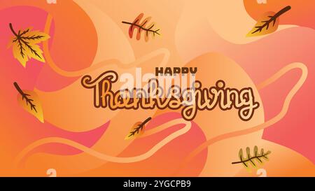 Banner für Thanksgiving-Sonderangebote mit fließendem orangefarbenen Hintergrund. Vektorillustration für Vorlage für Webseitengröße Stock Vektor